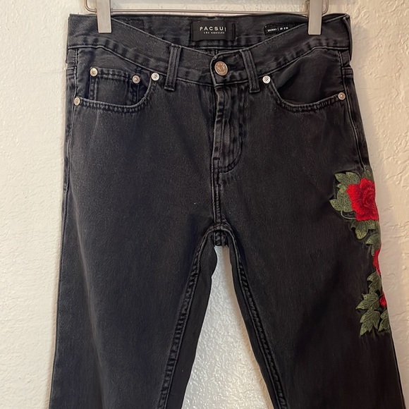 Pacsun Skinny Stretch Rose Embroidered Jeans 28x30 - Picture 6 of 11